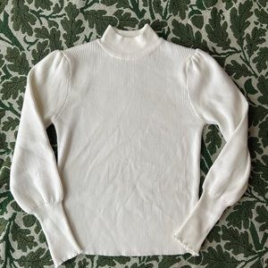 Fitted Edwardian inspired ivory turtleneck sweater